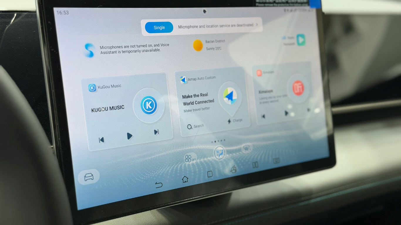 The app shows on the LED.